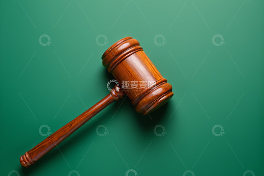 绿色背景上的法律木槌