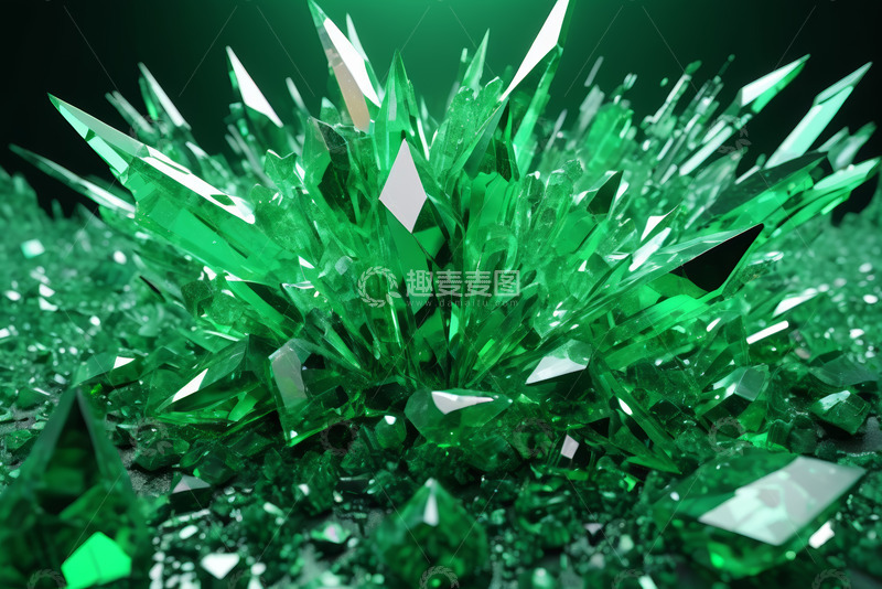 高清大图下载【趣麦麦图】绿色水晶簇微距特写