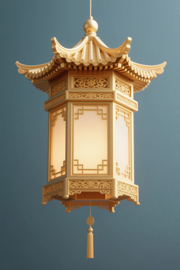 中式古典灯笼3D渲染素材