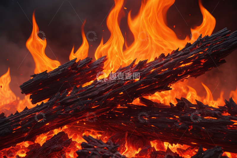 高清大图下载【趣麦麦图】燃烧的篝火火焰特写