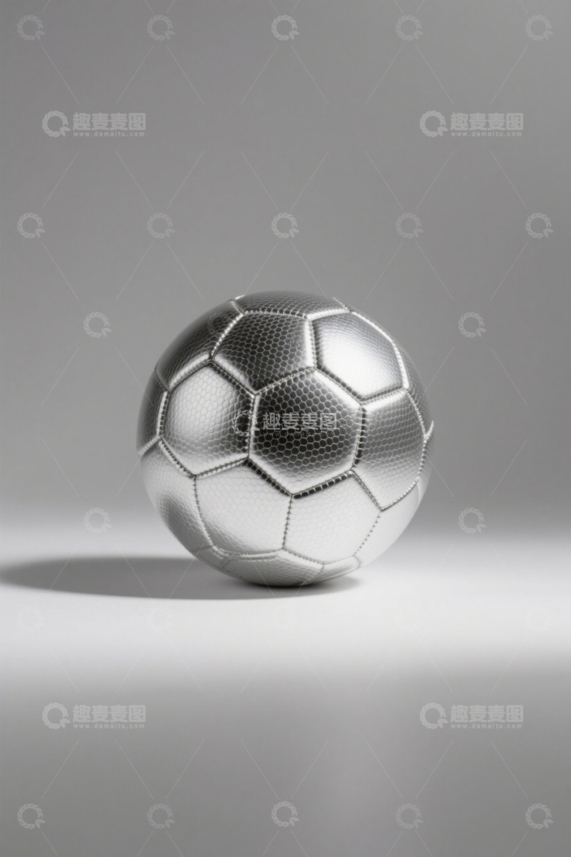高清大图下载【趣麦麦图】银色足球静物特写