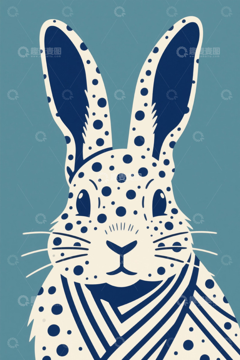 高清大图下载【趣麦麦图】卡通兔子插画素材