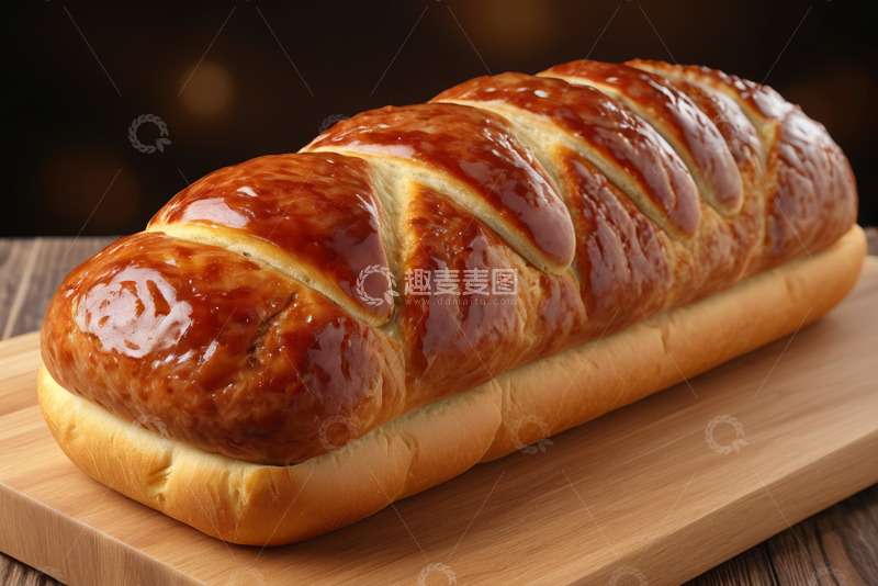 高清大图下载【趣麦麦图】木质案板上的长条形面包