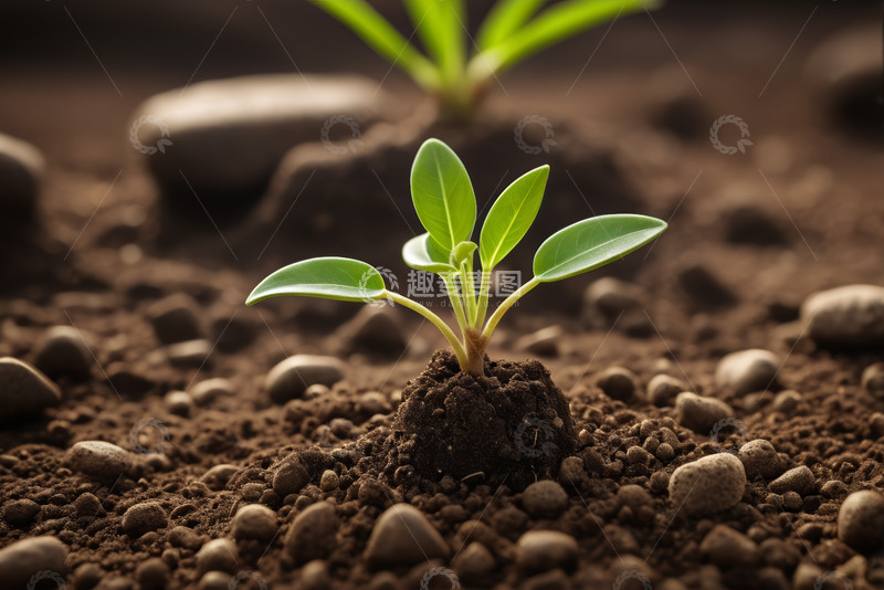 高清大图下载【趣麦麦图】破土而出的嫩绿植物幼苗