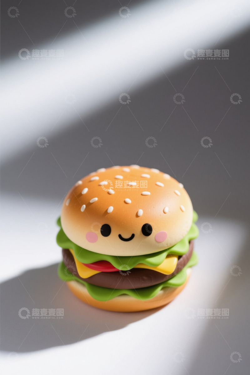 高清大图下载【趣麦麦图】可爱卡通汉堡摆件特写