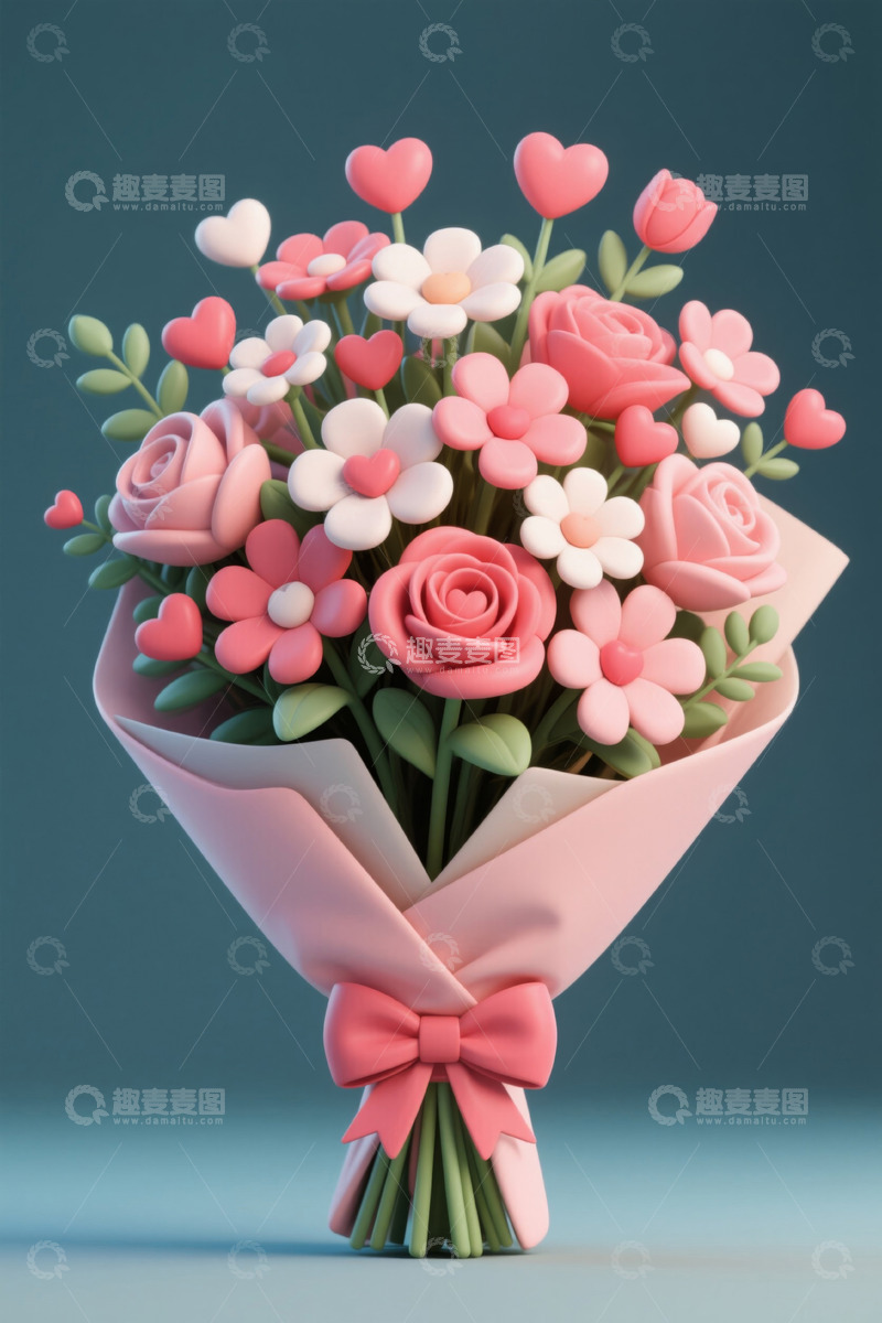 高清大图下载【趣麦麦图】粉色系卡通花束