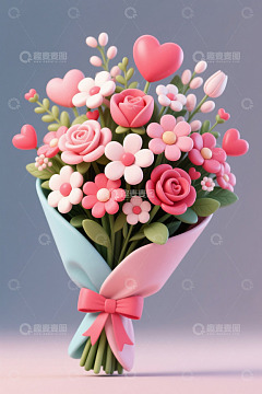 粉色系卡通风格花束