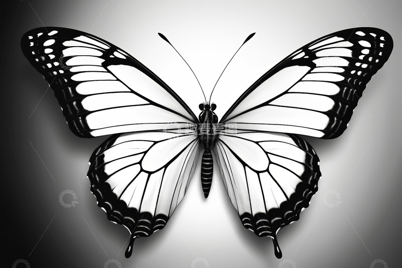 高清大图下载【趣麦麦图】黑白蝴蝶特写素材
