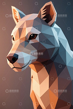 低多边形风格狼的肖像