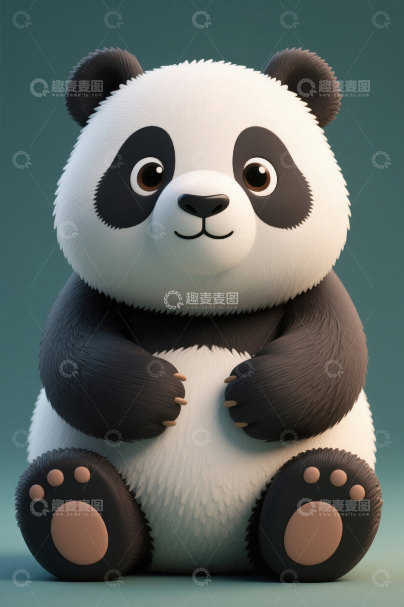 高清大图下载【趣麦麦图】可爱卡通熊猫坐姿形象