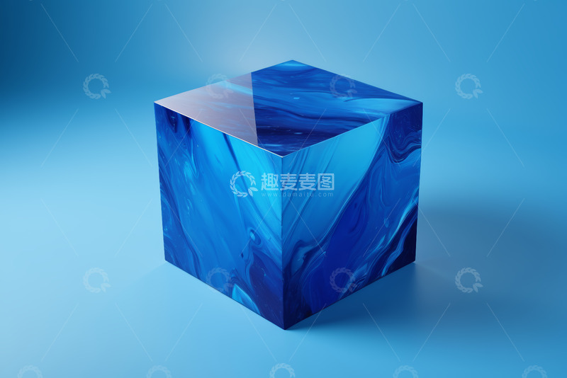 高清大图下载【趣麦麦图】蓝色抽象立方体背景素材