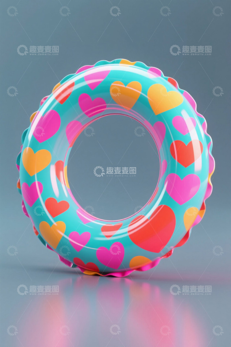 高清大图下载【趣麦麦图】彩色爱心图案游泳圈
