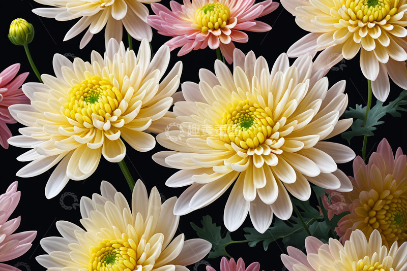 高清大图下载【趣麦麦图】多色菊花特写