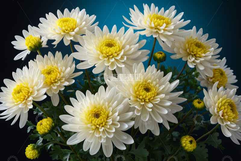 高清大图下载【趣麦麦图】白色菊花花卉特写