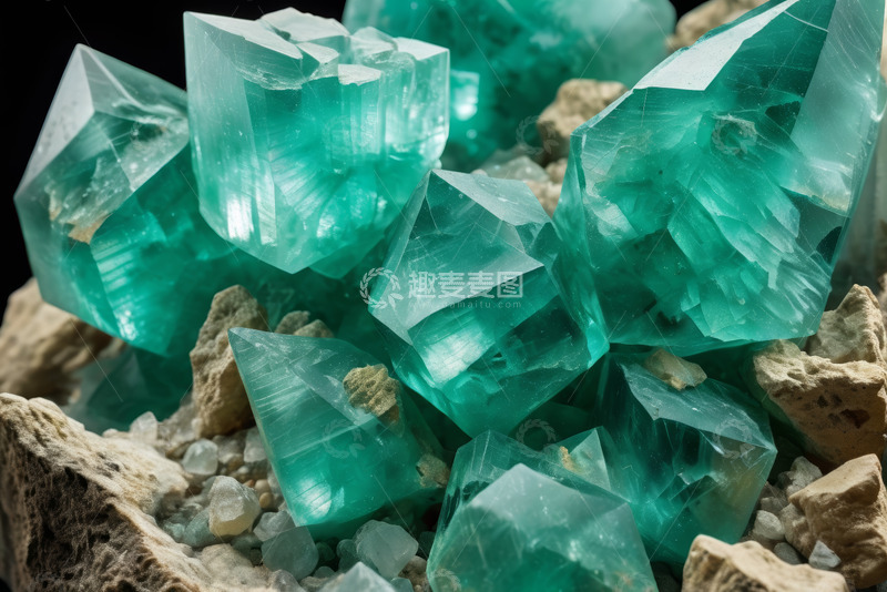 高清大图下载【趣麦麦图】绿色水晶矿石特写