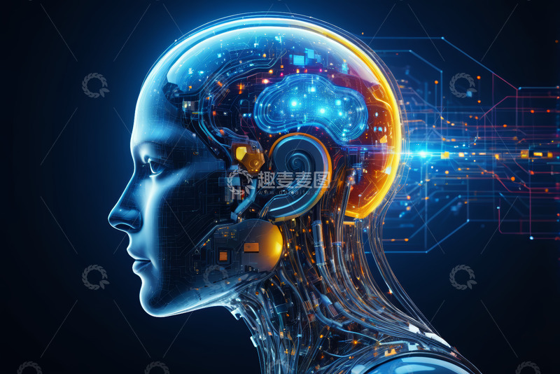 高清大图下载【趣麦麦图】人工智能概念的机器人头部