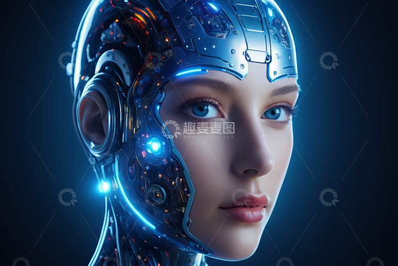 高清大图下载【趣麦麦图】女性机器人头部特写