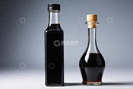 两瓶玻璃调料瓶特写