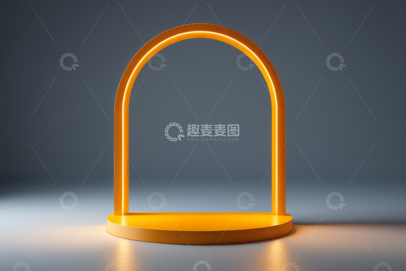 高清大图下载【趣麦麦图】现代橙色拱形展示台
