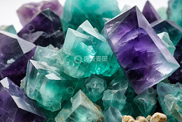 多彩紫水晶与绿宝石特写