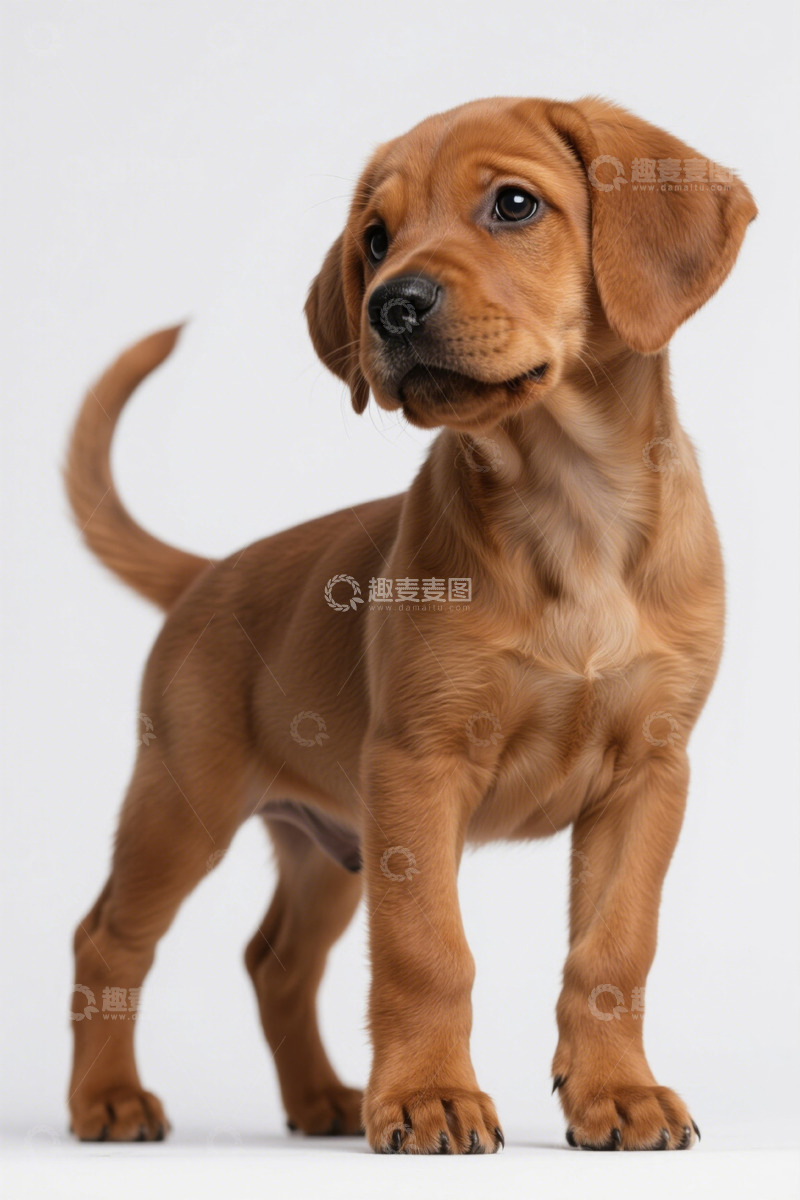 高清大图下载【趣麦麦图】站立的棕色幼犬特写
