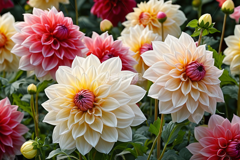 高清大图下载【趣麦麦图】多彩大丽花绽放特写