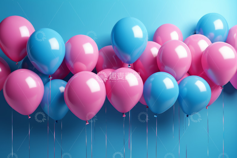 高清大图下载【趣麦麦图】粉蓝气球装饰背景