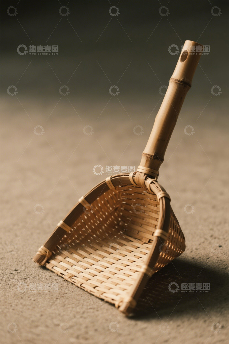 高清大图下载【趣麦麦图】手工编织竹制簸箕特写
