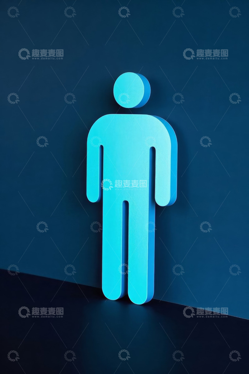 高清大图下载【趣麦麦图】蓝色立体人形符号背景素材