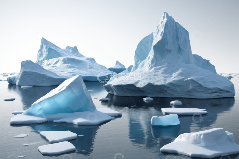 高清大图下载【趣麦麦图】海洋中的冰山与浮冰景观