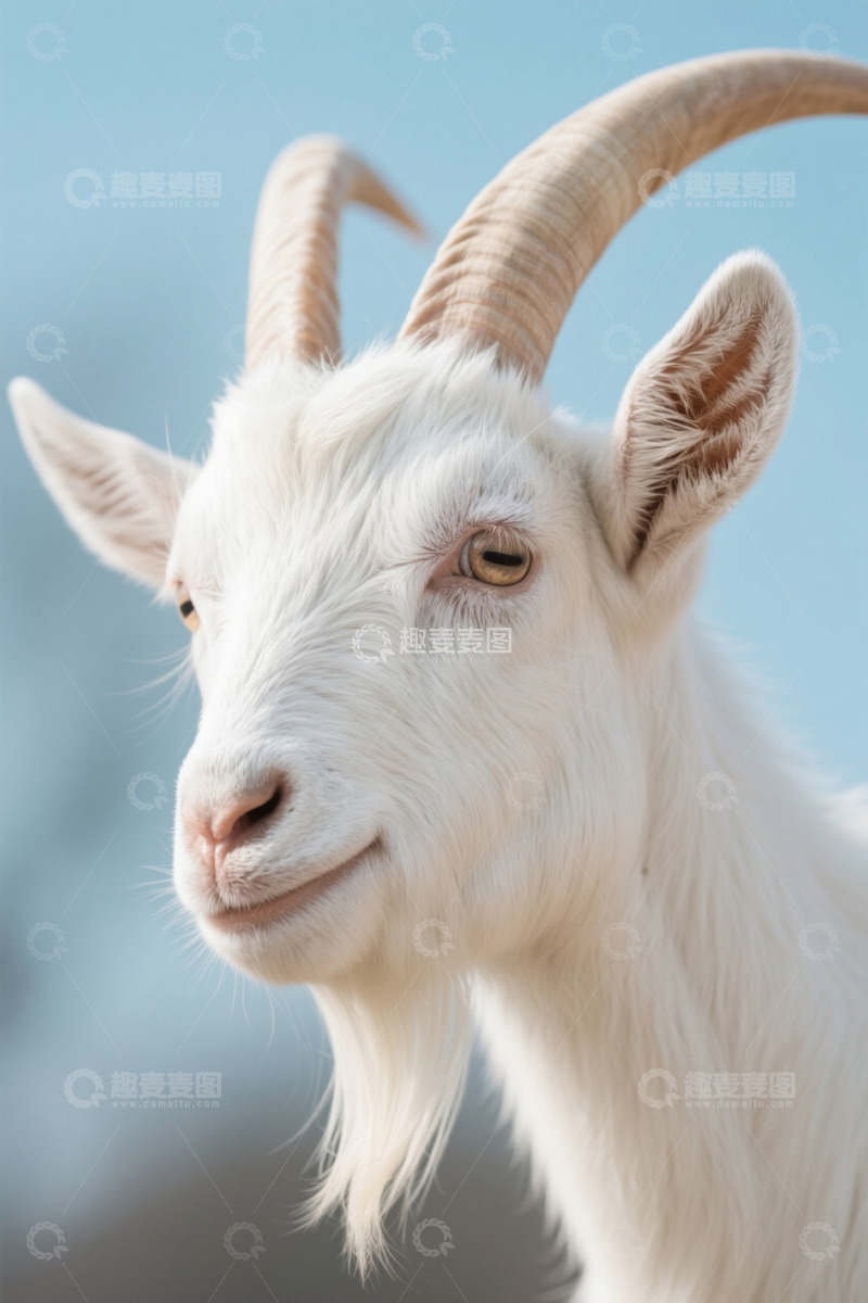 高清大图下载【趣麦麦图】白色山羊特写