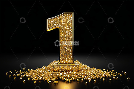 金色闪耀数字1装饰素材
