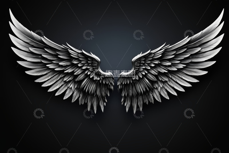 高清大图下载【趣麦麦图】黑白双翅图案素材