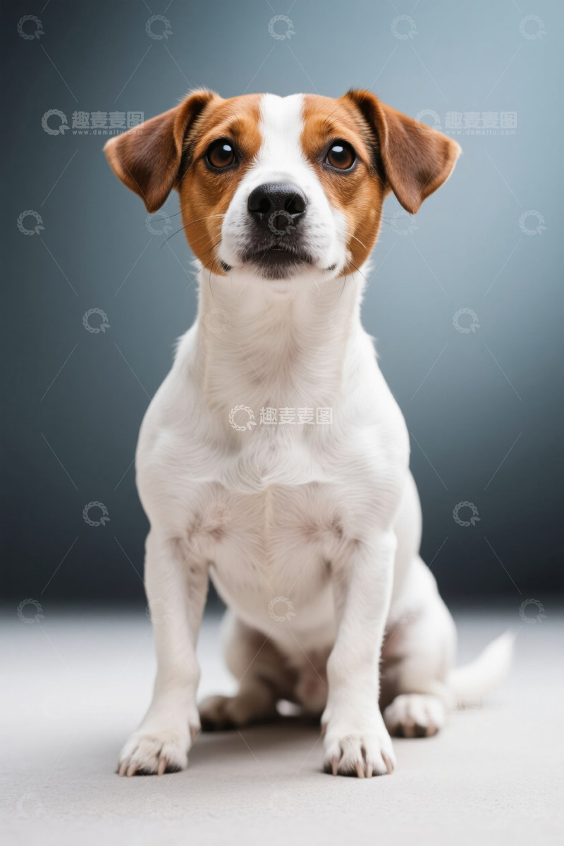 高清大图下载【趣麦麦图】坐着的杰克罗素梗犬特写