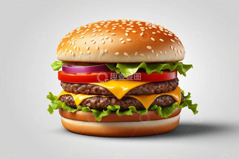 高清大图下载【趣麦麦图】双层牛肉汉堡特写