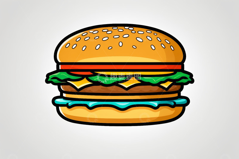高清大图下载【趣麦麦图】卡通风格汉堡插画素材