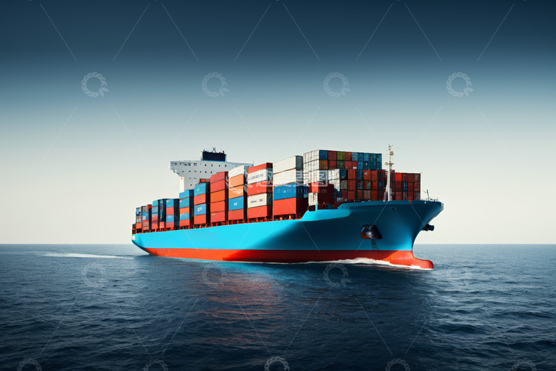 高清大图下载【趣麦麦图】海洋上的集装箱货运船