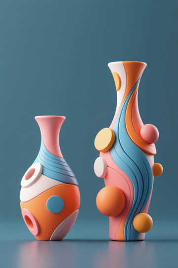 多彩抽象设计花瓶静物