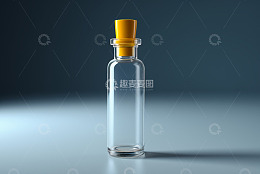 透明玻璃瓶配黄色瓶盖特写