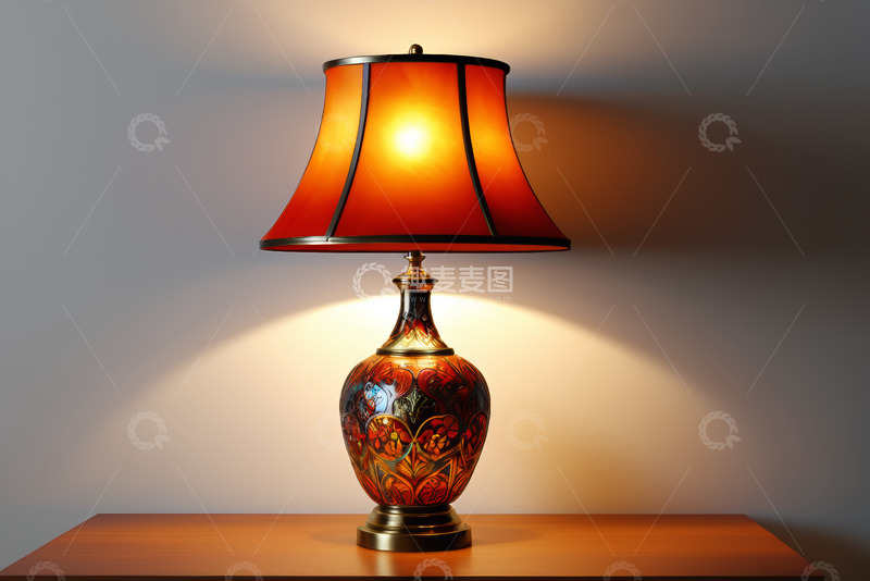 高清大图下载【趣麦麦图】复古花纹台灯特写