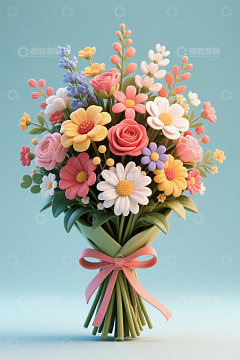 彩色卡通风格花束