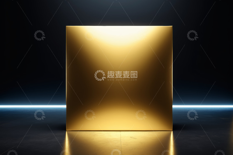 高清大图下载【趣麦麦图】黑色背景金色方块展示素材