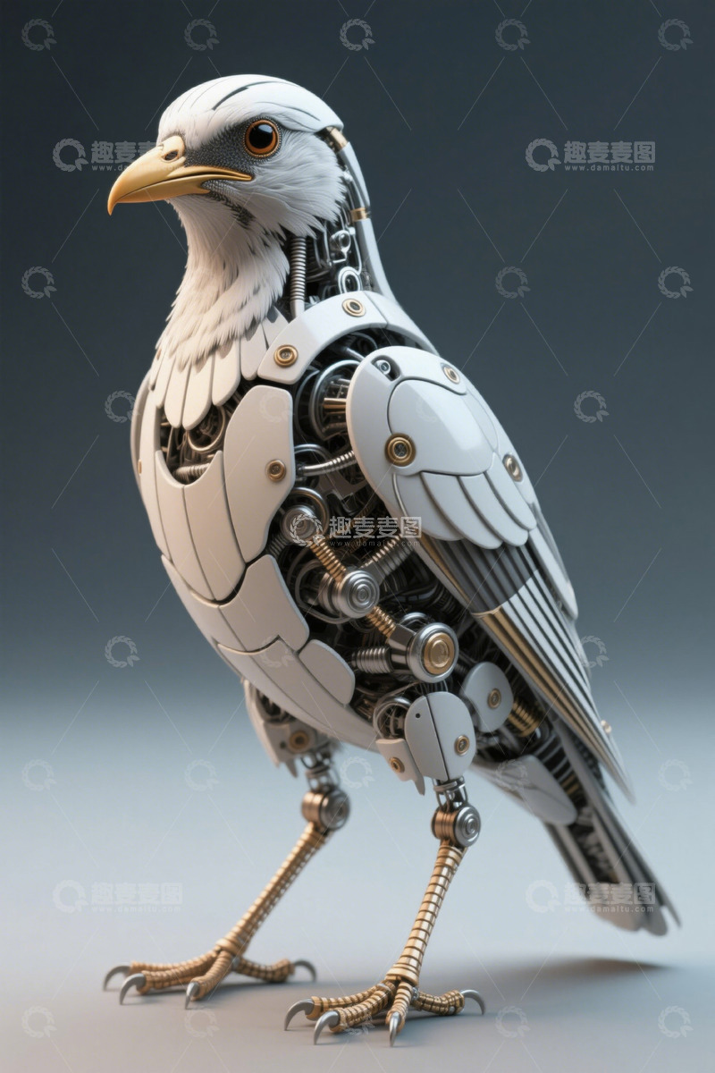 高清大图下载【趣麦麦图】机械鸟特写素材
