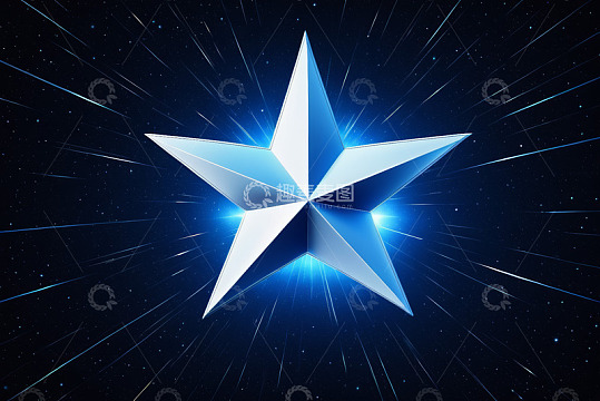 蓝色发光五角星科幻背景