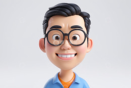 卡通男人微笑特写