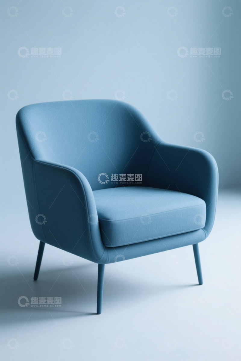 高清大图下载【趣麦麦图】蓝色现代单人沙发