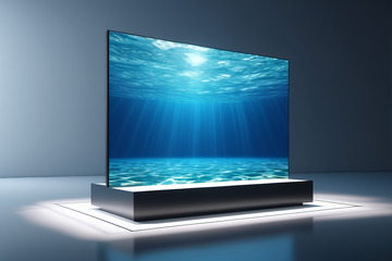 展示台上的大屏电视