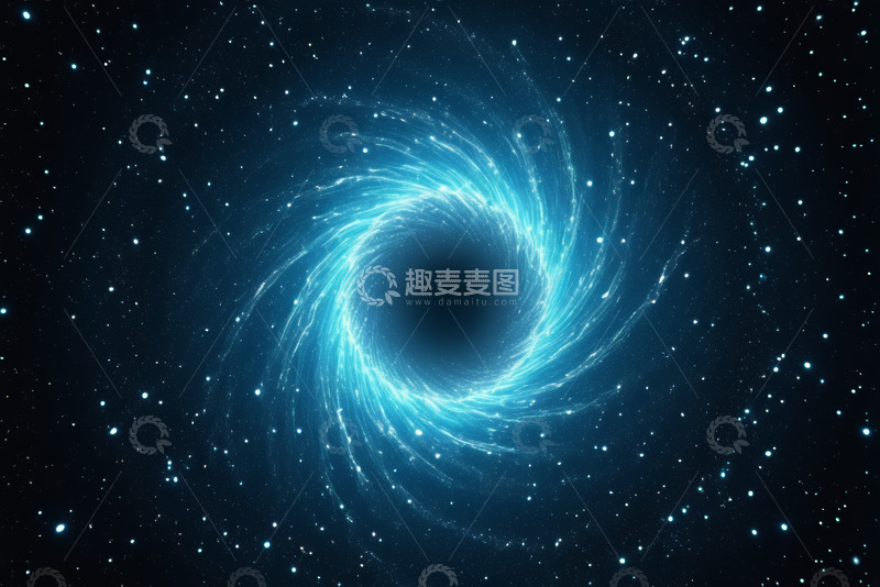 高清大图下载【趣麦麦图】蓝色宇宙漩涡星空背景