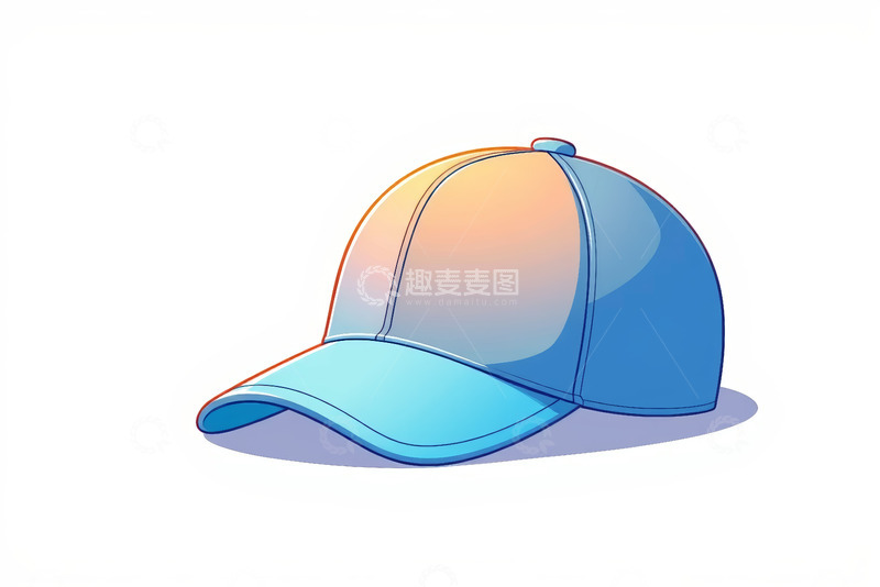 高清大图下载【趣麦麦图】卡通风格彩色棒球帽插画