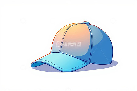 卡通风格彩色棒球帽插画